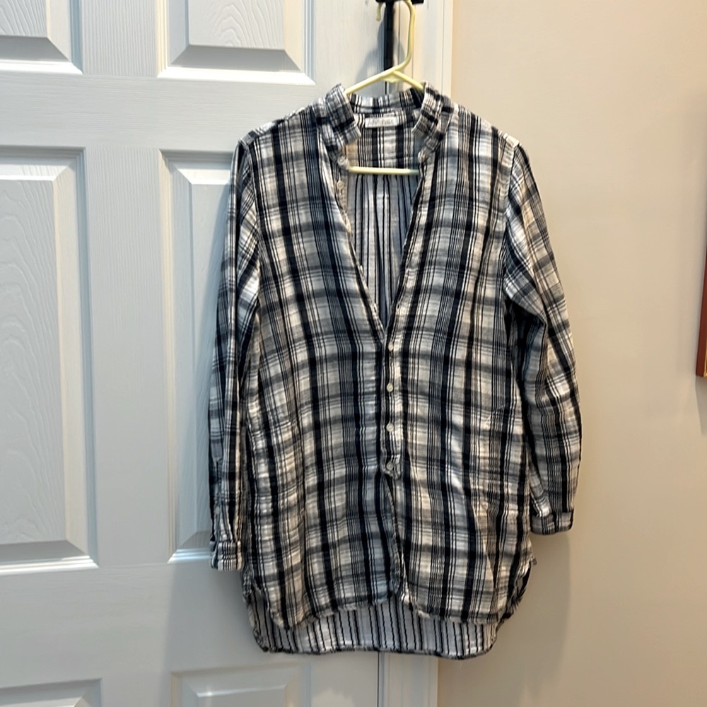 CP Shades for Free People Flannel Plaid Long Shirt/Tunic